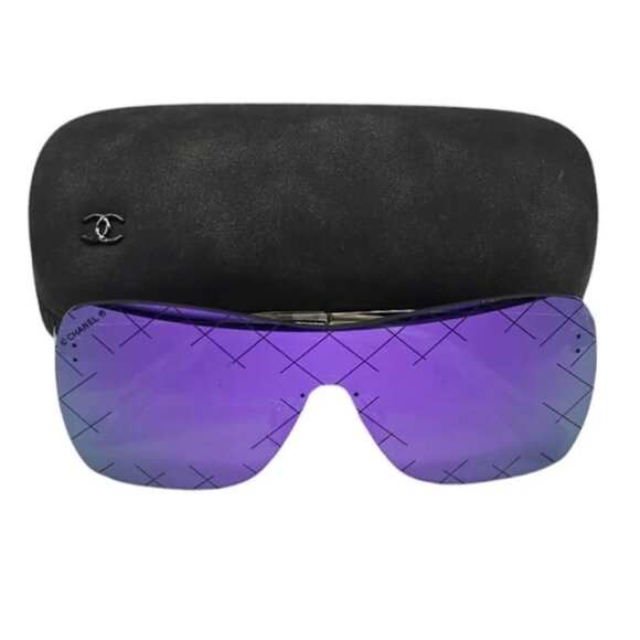 Chanel 4215 CC Shield Quilting Runway Sunglasses purple-mirror silver luxury - Picture 6 of 13